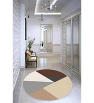 Kahve Kaymaz Geometrik Desenli Yuvarlak Mutfak Halısı AR1330