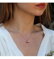 Kırmızı Mine İşli Rose Gold Kaplama Bereket Fili Gümüş Kolye