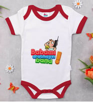 BK Kids Babamı Aratmayın Bana Tasarımlı Kırmızı Bebek Body Zıbın-1