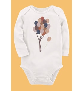 Organik Baskılı Pamuklu Unisex Bebek Body UZUNE256
