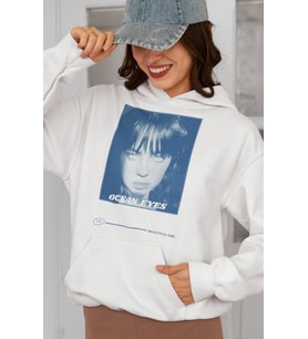 Tasarım Billie Eilish Ocean Eyes Baskılı Unisex Oversize Şarkıcı Hoodie
