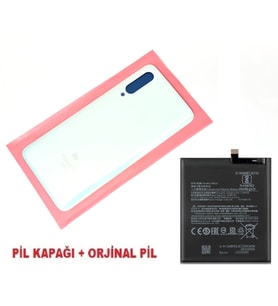 Xiaomi Mi 9 Arka Kapak Batarya Pil Kapağı + PİL (CAM) BEYAZ