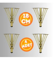 18 CM METAL 3 TELLİ KOLTUK AYAĞI MOBİLYA AYAĞI ÜNİTE AYAĞI KONSOL AYAĞI PUF BERJER AYAĞI (4 ADET) (Gold)