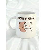Sevgililer Günü Çift Temalı Kocam da Kocam Tasarımlı Hediyelik Porselen Kupa Bardak (Beyaz)
