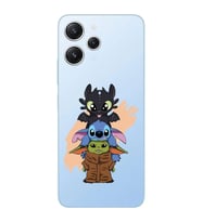 Xiaomi REDMI 12 Uyumlu Sevimli Baby Yoda ve Stitch Desenli Şeffaf Telefon Kılıfı