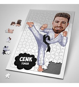 Kişiye Özel Karateci Erkek Karikatürlü Puzzle