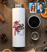 Kişiye Özel Karikatürlü Uçuyorum Aşkından Sevgiliye Hediye Filtreli Dijital Göstergeli Termos Sevgililer Günü Hediyesi