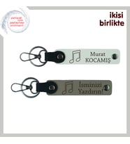 Sahnedeki Yıldızlara Minnetle Hazırlanan Hatıra, Nota Figürlü Anahtarlık Seti, Beyaz-Kül Gri
