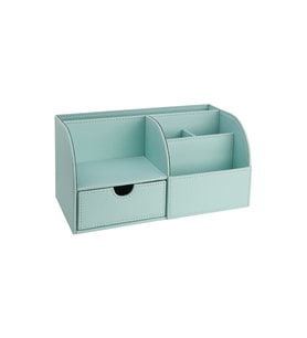 Masaüstü Düzenleyici,Kalemlik,Kumandalık,Küpbloknotluk,Tabletlik,Kitaplık,6 Gözlü,Çekmeceli,Desktop Organizer,Vegan,24,5*13*12 (Su Yeşili)