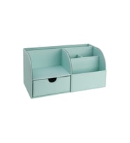 Masaüstü Düzenleyici,Kalemlik,Kumandalık,Küpbloknotluk,Tabletlik,Kitaplık,6 Gözlü,Çekmeceli,Desktop Organizer,Vegan,24,5*13*12 (Su Yeşili)