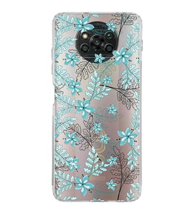 Xiaomi  Poco X3 Pro  Kamera Korumalı Kapak Floral Su Yeşili Tasarımlı Şeffaf  Kılıf