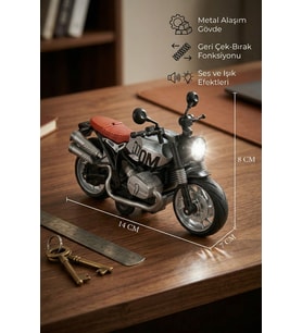 1:12 Ölçek Metal Alaşım Çek Bırak Sesli Ve Işıklı Model Motosiklet - 14 cm