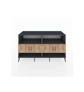 Kronos Konsol 4 Raflı 4 Kapaklı 176x59x99 Antrasit-Çam/Aytaşı