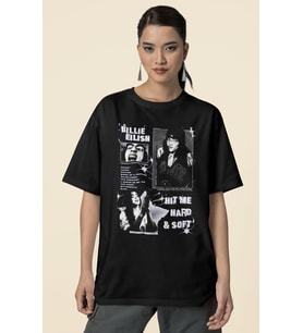 Vintage Eskitme Billie Eilish Hit Me Hard And Soft Baskılı Unisex Oversize Şarkıcı Tişört