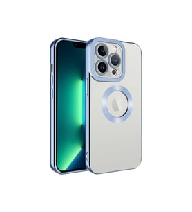 Apple iPhone 14 Pro Uyumlu Kılıf Kamera Korumalı Logo Gösteren Zore Omega Kapak (Açık Mavi)