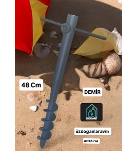 Demir Rüzgar Şemsiye Çadır Bahçe Plaj  Yer Sabitleme Kazıgı 48 Cm