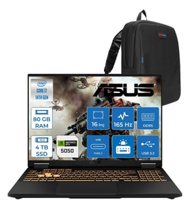 Asus Tuf Gaming F16 FX608JHR 14. Nesil Intel I7-14650HX 80GB Ddr5 4tb SSD 8GB/RTX5050 115W 165Hz 16"wuxga Fhd+ 300NITS IPS Freedos Gaming Bilg. WRV055F25+ZETTAÇANTA