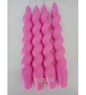qosrix 4'lü Açık Pembe Renk Italyan Burgulu Şamdan Soya Mumu Doğal Kokulu Uzun Çubuk Konik Burgu Mum Spiral