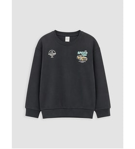 LCW Kids Antrasit Baskılı Erkek Çocuk Sweatshirt