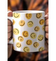 Emoji Desenli 330ml Baskılı Beyaz Seramik Kupa Bardak