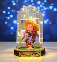 Sizlere Özel Led Işıklı Fanus Hediyesi - Size Özel Fotoğraflı ve Yazılı Tasarım (Model 5)