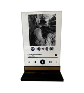 Kişiye Özel Spotify Barkodlu ULTRA Clear kristal Plak Müzik Hediye