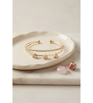 Pembe Kalp Model Zirkon Taşlı Gold Renk Kadın Bileklik