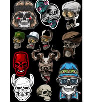 İskelet Sticker Set-2 12 Parça Telefon, Tablet, Defter, Laptop Sticker