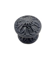 Antika Tarz Dekoratif Pirinç Çiçekli Kapı Tokmağı - 80 Mm Çap, Oksit