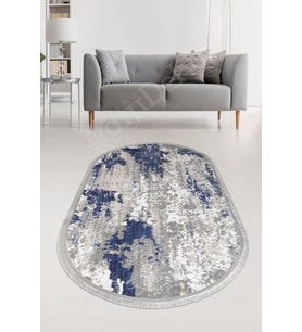 Dijidekor Halı Lacivert Cool Saçaklı Oval Delüxe Kesme Yolluk Kilim Salon Halısı Modelleri