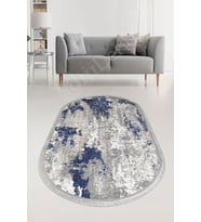 Dijidekor Halı Lacivert Cool Saçaklı Oval Delüxe Kesme Yolluk Kilim Salon Halısı Modelleri