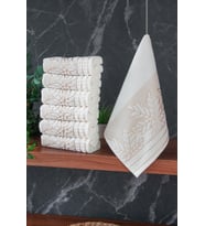 Çınar Jakarlı 6’lı Kadife Pamuklu El ve Yüz Havlu Seti 30x50 cm - 00434- Gold (Karışık)