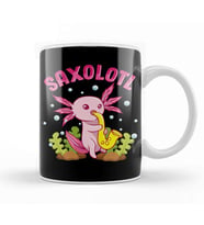 Saxolotl Adorable Sax Playing Axolotl Animal Pun Kupa Bardak Porselen