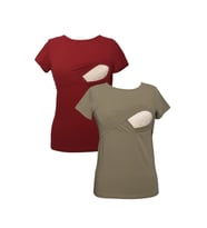 LuvmaBelly MYRA2502_2505 Emzirme tshirt seti (Kırmızı)