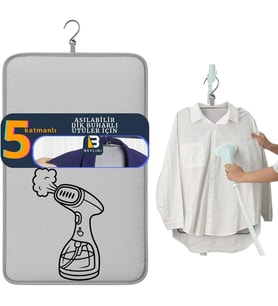 Buharlı Dikey Ütü Matı 5 Katman Asılabilir Yanmaz Çift Taraflı Dayanıklı Keçeli Buharlı Ütü Bezi Gri 50X80 cm
