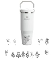 Kişiye Özel Stanley The Iceflow Flip Straw Pipetli Termos 0,89 L Özel Isimli & Fotoğraflı (Beyaz)