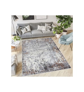 Rovigo Home Dijital Baskı Yıkanabilir Kaymaz Taban Salon Halısı RVG0409 (Gri)