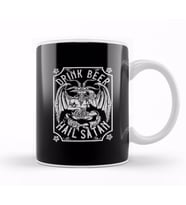 Drink Beer Hail Satan I Satanic Baphomet I Pentagram Occult Design Kupa Bardak Porselen