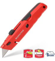 Lexroo WP213009 Ağır Hizmet Alüminyum Gövde Geri Çekilebilir Rötuş Maket Bıçağı + 5 Adet Yedek Bıçak