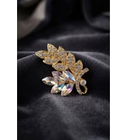 Gold Renk Zirkon Taşlı Başak Model Broş