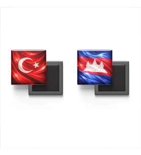 Buzdolap Magnetleri - Kamboçya Bayrağı ve Türk Bayrağı - 2'li Set Magneti
