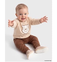 LCW baby Bej Winnie The Pooh Nakışlı Erkek Bebek Sweatshirt