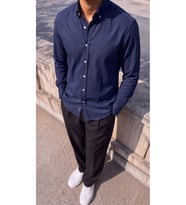Erkek Standart Kesim Gabardin Kumaş Uzun Kollu Gömlek