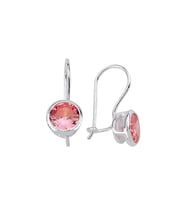 Yuvarlak Pembe Zirkon Taşlı Küpe