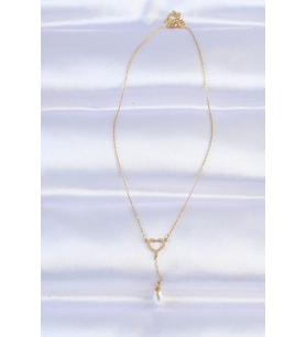 316L Çelik Zincir Gold Renk İnci Taş Detay Kalp Kolye 5886 - GLST6090-2735