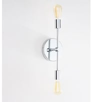 DEMET HABEK  MYLİGHTS MODERN  KROM APLİK  İKİLİ DUVAR LAMBASI  E27 (Siyah)