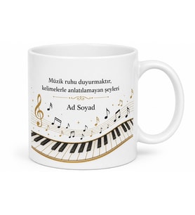 Klasik Müzik Dinleyen Arkadaşa Mozart Ruhu Kahve ve Senfoni Kupa Bardak Hediye