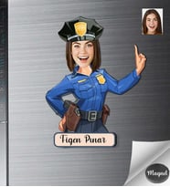Kişiye Özel Polis Kadın Ahşap Magnet -2