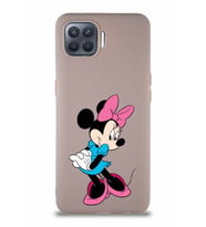 Oppo Reno 4 Lite Soft Premier Kapak Minnie Mouse-F Tasarımlı Silikon Kılıf - Pudra (Şeffaf)
