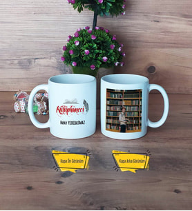 Kütüphaneci Kupa Bardak Beyaz Fotoğraflı